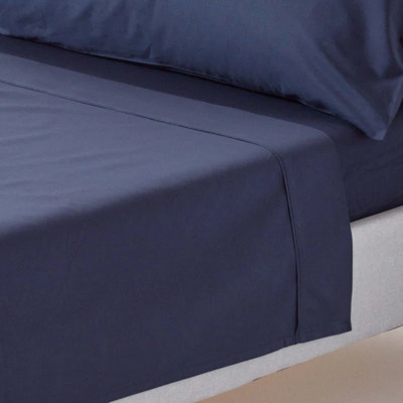 Image of Homescapes Egyptian Cotton Flat Sheet 200 Thread Count Navy
