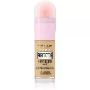 Image of Maybelline Instant Age Rewind Perfector 4-in-1 Glow brightening foundation for natural look shade 1.5 Light Medium 20 ml