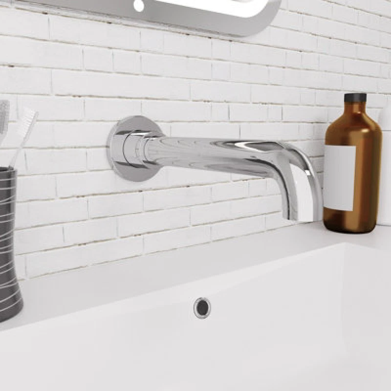 Image of Nes Home Modern Brass Wall Mounted Chrome Bathroom Basin Spout