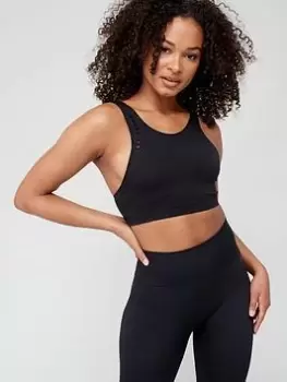 Image of Adidas Knit Sports Bra - Light Support, Black, Size L, Women