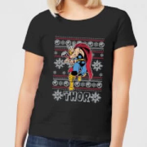 Image of Marvel Thor Womens Christmas T-Shirt - Black - M