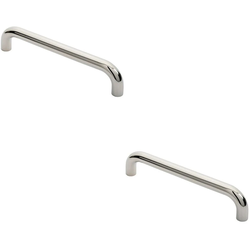 Image of Loops 2x Round D Bar Pull Handle 325 x 25mm 300mm Fixing Centres Bright Steel Metallics unisex