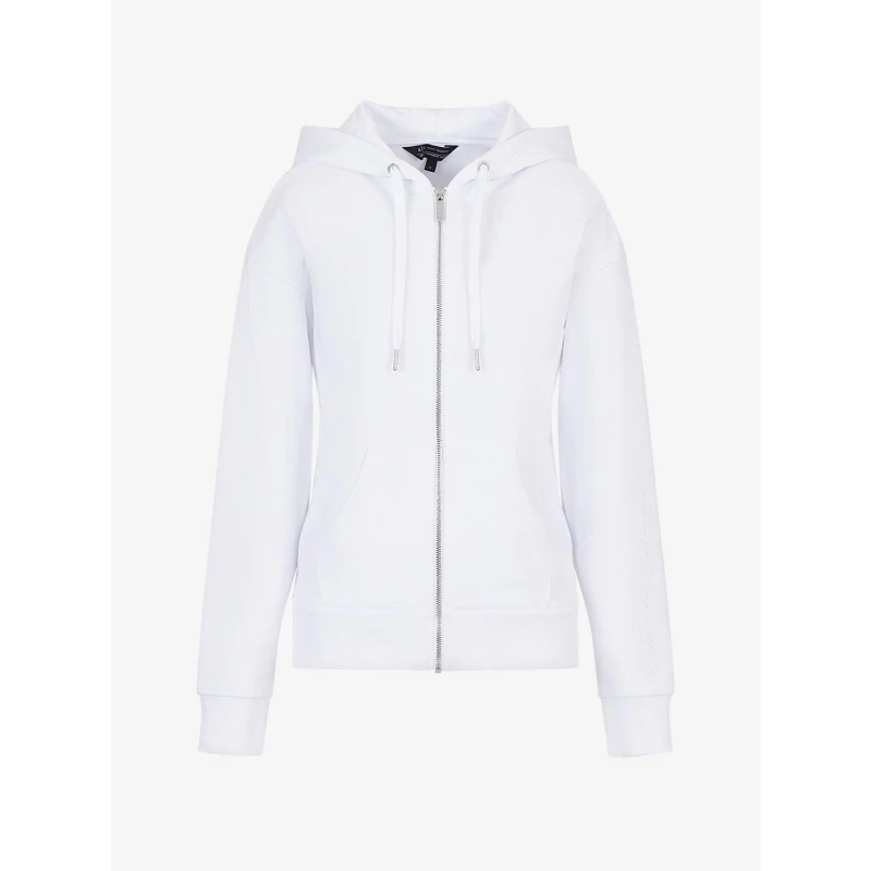 Image of Armani Exchange Full-Zip Hoodie Crew Sweaters XS White 29839501310