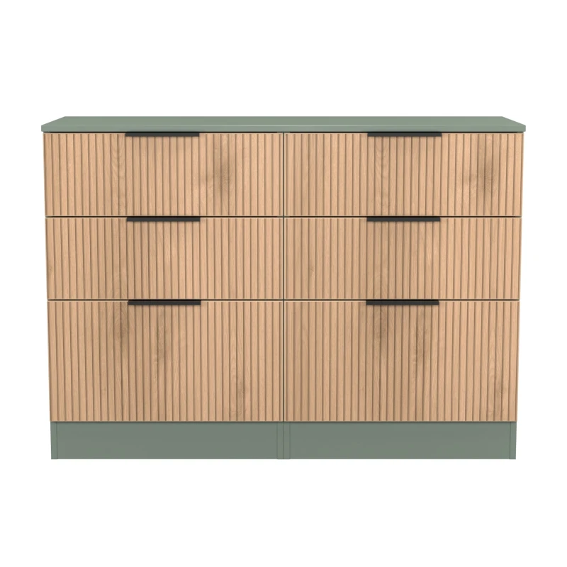 Image of Welcome Furniture Ready Assembled Java 6 Drawer Wide Chest, Green JAV015SERG