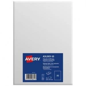 Image of Avery A3 Display Labels Transparent Pack of 10 A3L003 10
