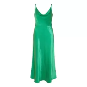 Image of Yumi Green Satin Cowl Neck Slip Dress - Green