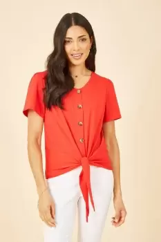 Image of Red Button Tie Jersey T-Shirt