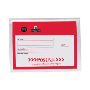 Image of Postpak Bubble Envelope Size 4 240x320mm White/Red (Pack of 100) UB48020