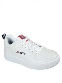 Image of Skechers Sport Court 92 Leather Overlay Lace-Up Trainers - White