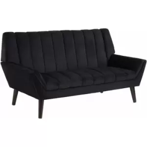Image of Premier Housewares - Corner Sofas For Living Room 2 Seater Sofa Modern Design Velvet Rubberwood Legs Black Corner Sofa / 2 Seater Sofas 154 x 78 x 84