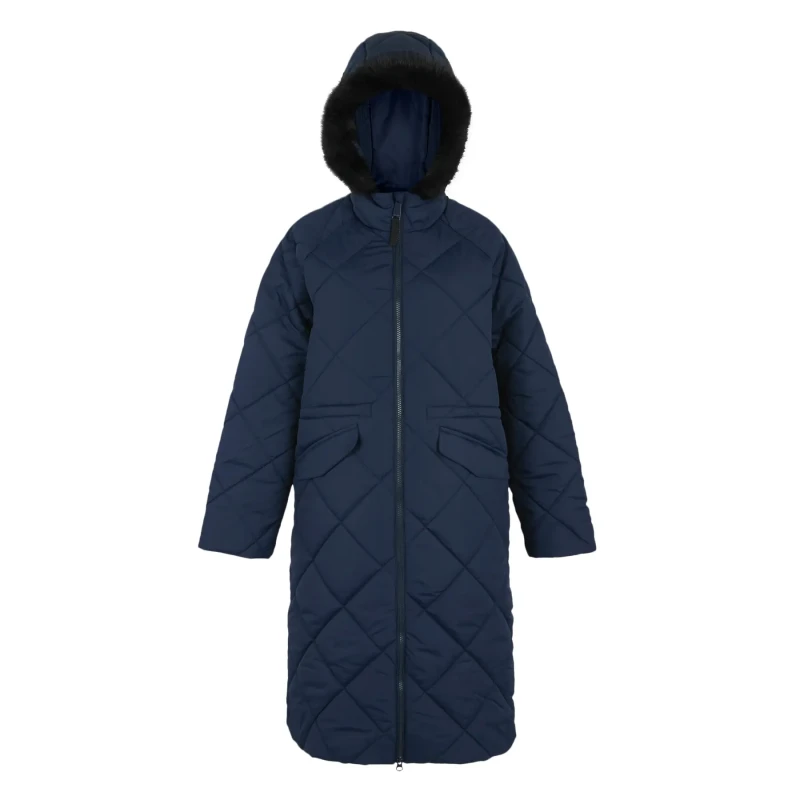 Image of Womens long hooded down jacket Regatta Freyla Bleu Female 48