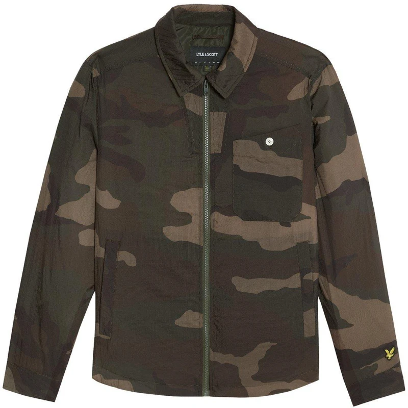 Image of Lyle and Scott Mens Camo Overshirt Grey Taupe X865 male L