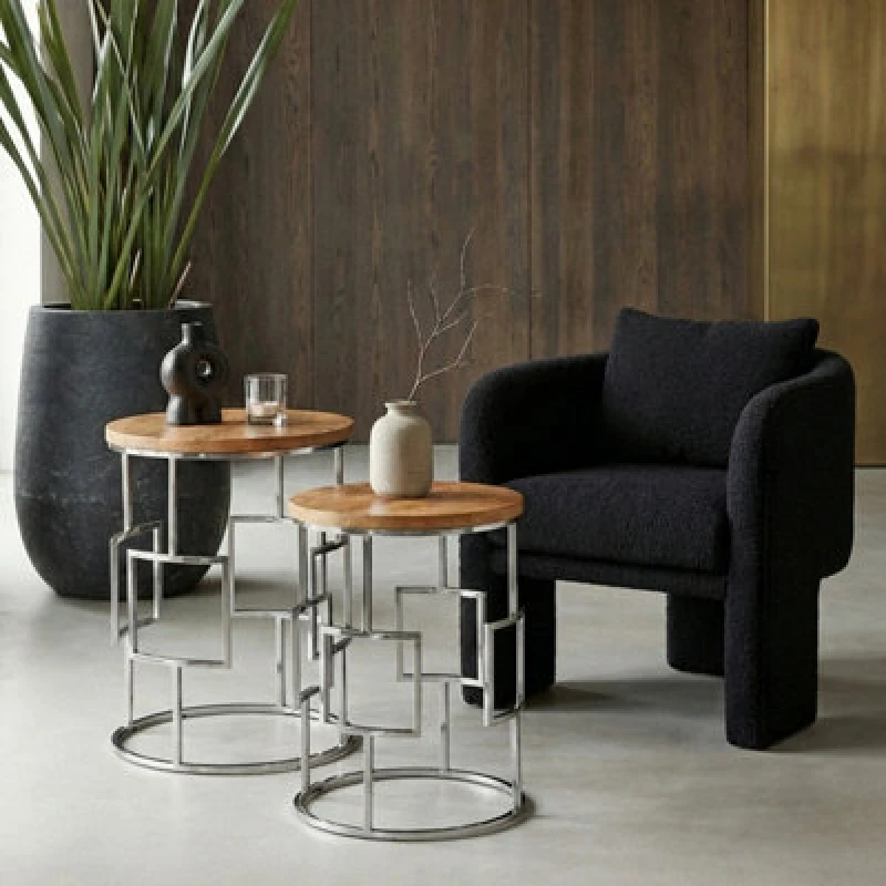 Image of Orsina Agra Set Of 2 Square Design Side Tables