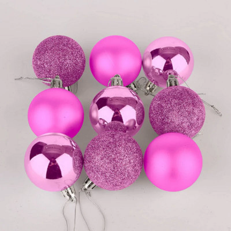 Image of Shatchi 50mm/18Pcs Christmas Baubles Shatterproof Pink,Tree Decorations Pink