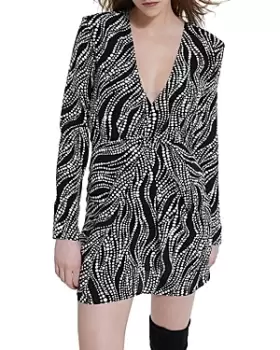 Image of The Kooples Printed V Neck Mini Dress