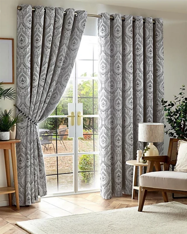 Image of Victoria Triple Woven Ready Made Eyelet Blackout Curtains Silver