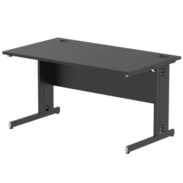 Image of Impulse Impulse 1400 x 800mm Straight Office Desk Black Top Black Cable Managed Leg IRDW14BBLK
