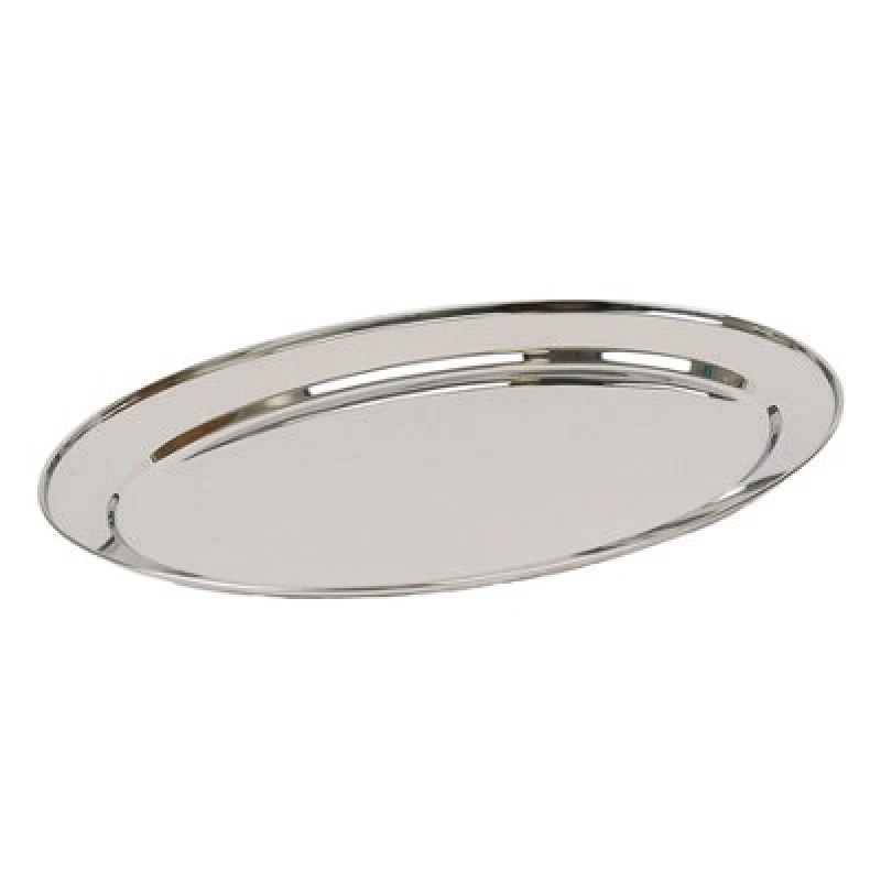 Image of Argon Tableware Oval Serving Platter - 50 X 35Cm - Stainless Steel Dinner Tray Oval Plate Small Appetizer Serving Dishes