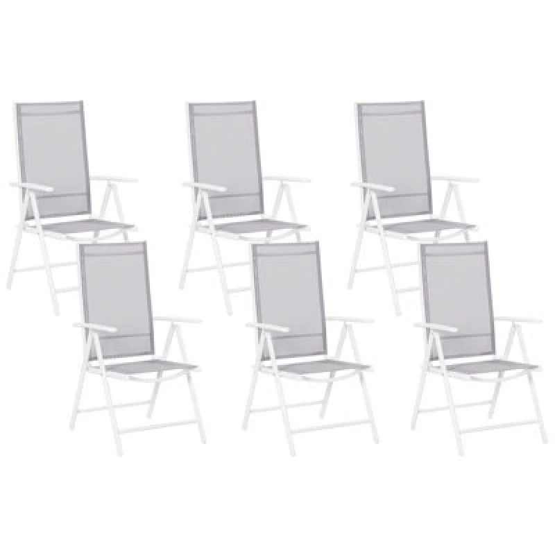 Image of Beliani Set Of 6 Garden Chairs Catania Metal Grey
