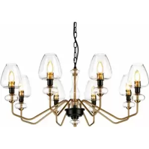 Image of Loops - 8 Bulb Chandelier Aged Brass Finish Plated And Charcoal Black Paint LED E14 40W