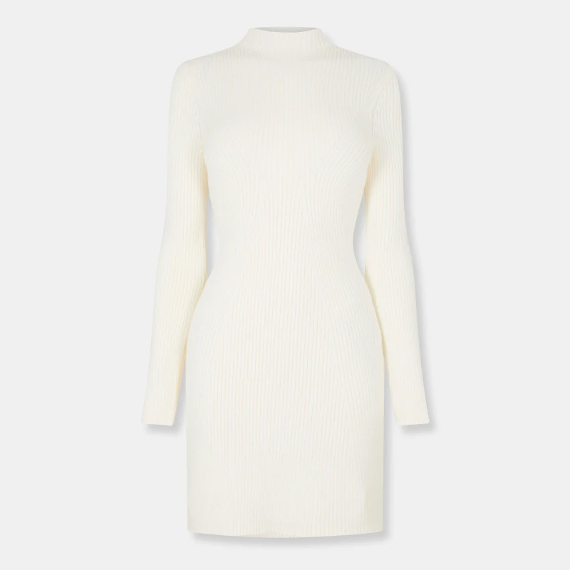 Image of Jack Wills Womens Rib Contour Knitted Jumper Dress Vintage White female 8 (XS)