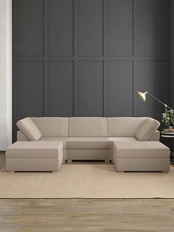 Image of Aspire Nestle U Shaped Sofa - Jumbo Cord Sable X185A Unisex