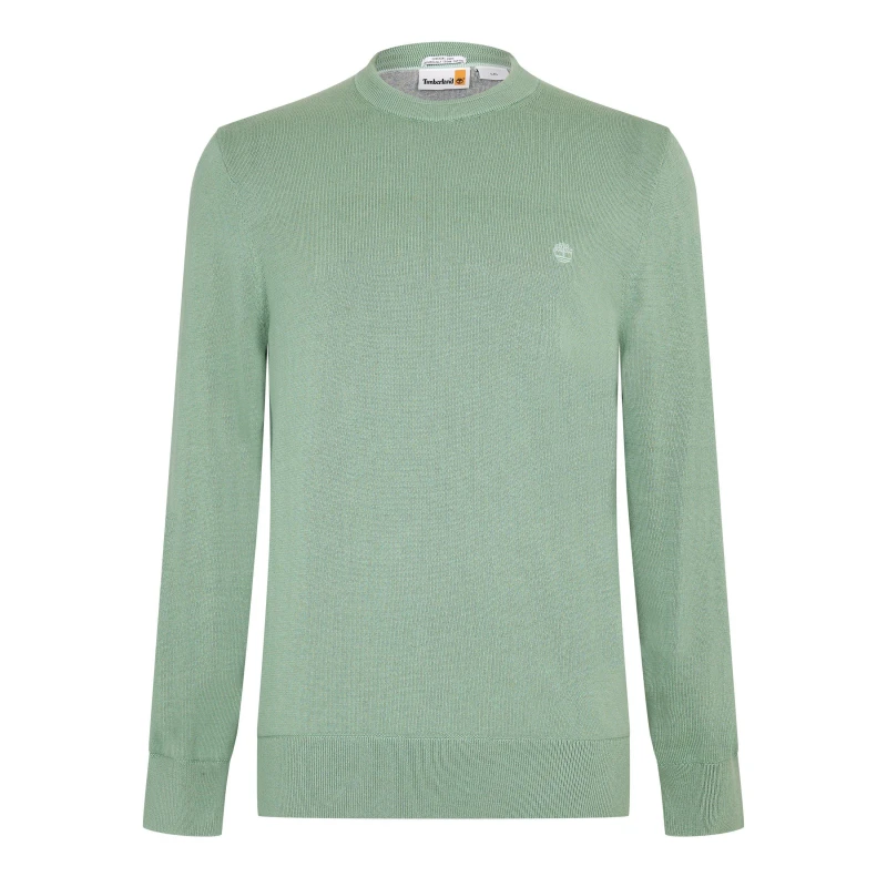 Image of Timberland Mens Cotton Yarn-Dyed Crew Sweatshirt Pro Green Bay male S