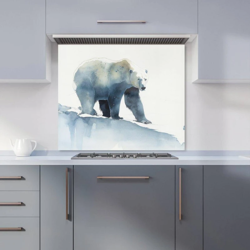 Image of Warren Reed - Designer Polar Bear Watercolour Kitchen Splashback in Brown Size: 600mm x 600mm Brown Unisex 600mm x 600mm