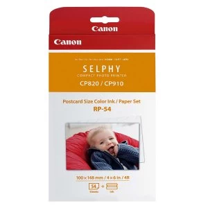 Image of Canon Postcard Size Color Ink / Paper Set RP-54 Photo Paper
