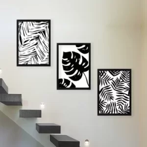 Image of SET_073 Black White Decorative Framed Painting (3 Pieces)