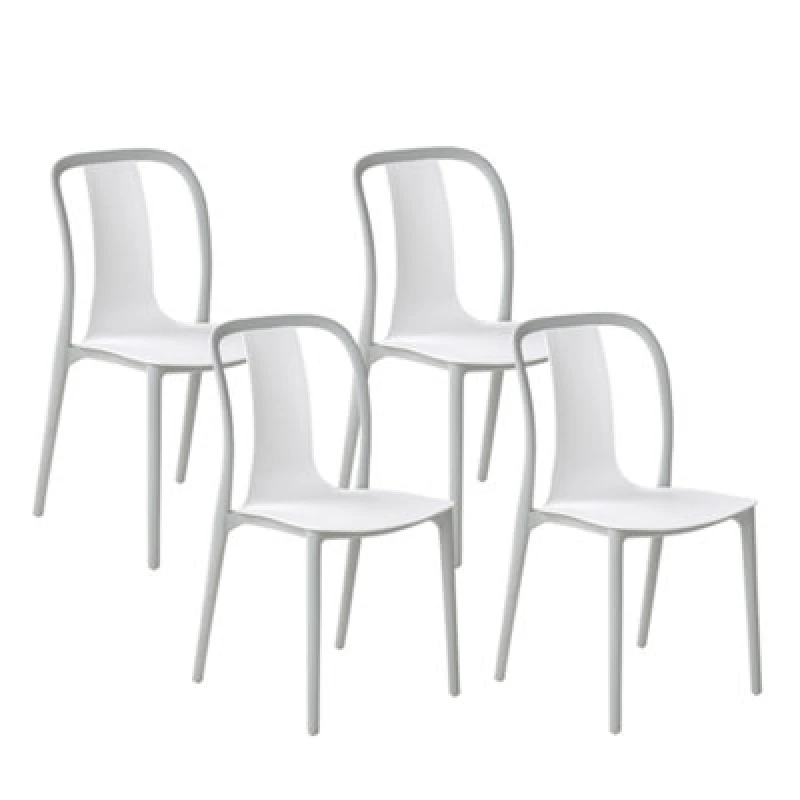 Image of Beliani Set Of 4 Garden Chairs Spezia White
