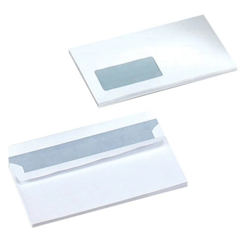 Image of 5 Star Office Self Seal DL Windowed Wallet Envelope 90gsm - White (500 Pack)