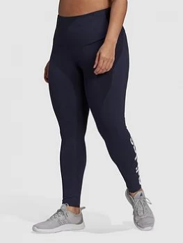 Image of adidas Essentials Linear Leggings (Plus Size) - Navy/White, Size 2X, Women