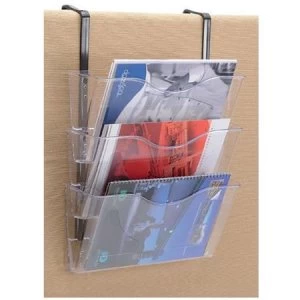 Image of Wall Mounted Literature Display A4 Landscape Black with 3 Pockets