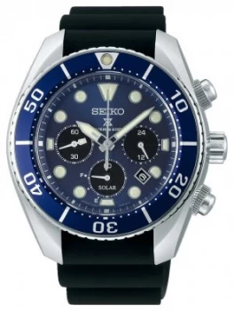 Image of Seiko Prospex Gents Solar Black Silicone Strap Blue Dial Watch