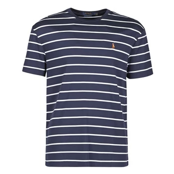 Image of Polo Ralph Lauren T-SHIRT AJUSTE COL ROND RAYE EN PIMA COTON LOGO PONY PLAYER MULT mens T shirt in Blue - Sizes EU XXL,EU S,EU XS