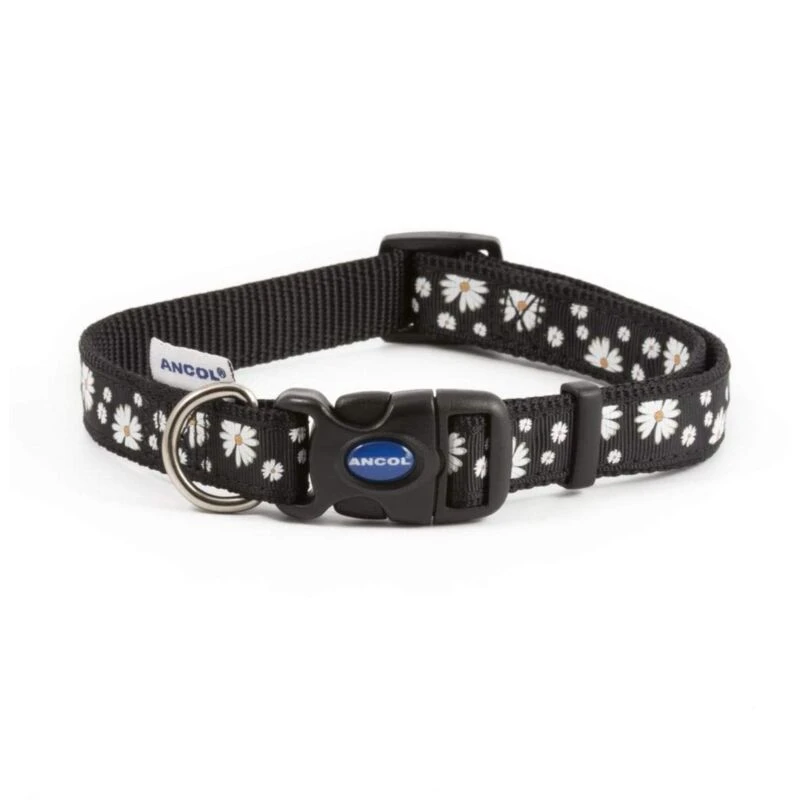 Image of Ancol Fashion Adjustable Printed Dog Collar Black unisex