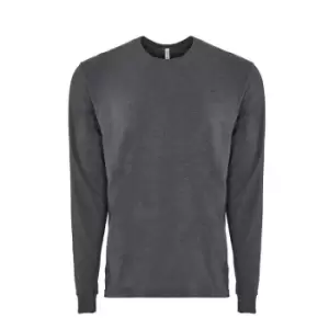 Image of Next Level Adults Unisex Suede Feel Long Sleeve Crew T-Shirt (S) (Heather Metal)