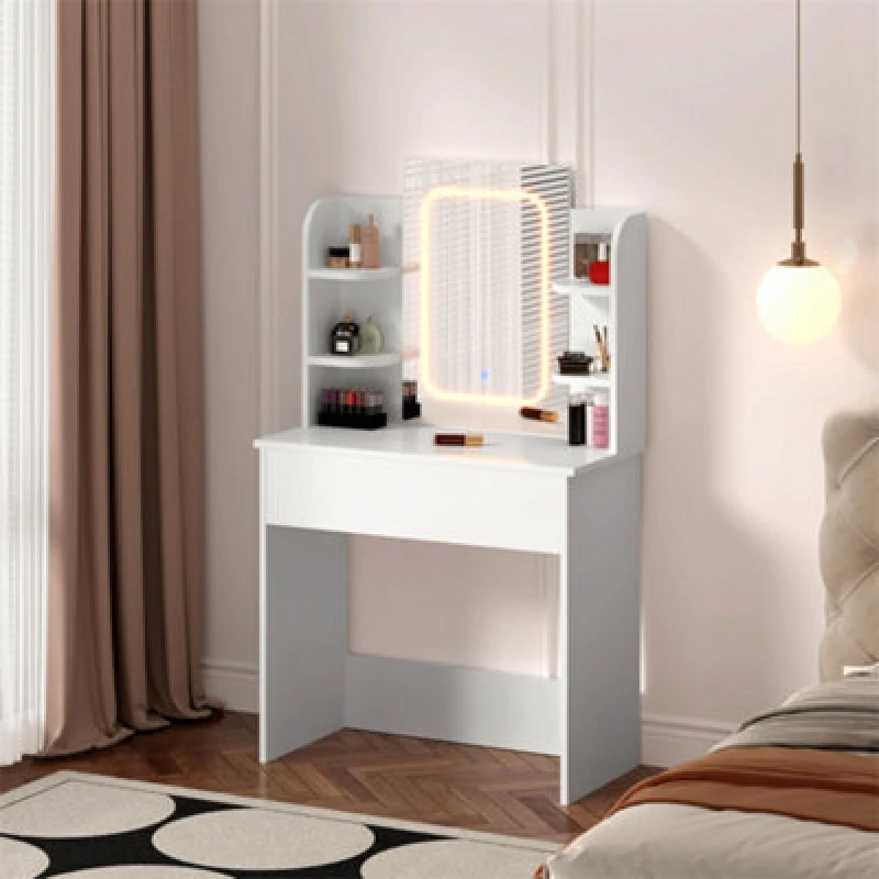 Image of Dressing Table With LED Lights,vanity Desk,makeup Table,3-Color Light & Storage Drawer, Easy Assembly Vanity For Bedroom
