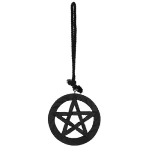 Image of Black Wooden Hanging Pentagram