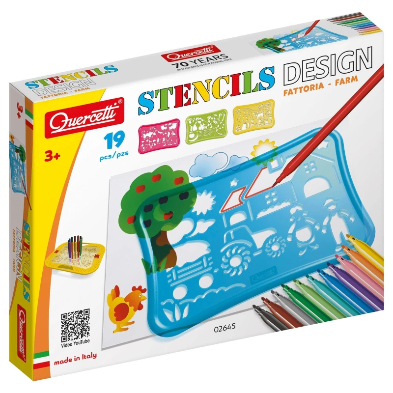 Image of Quercetti Design Farm Stencils, Multi 2645