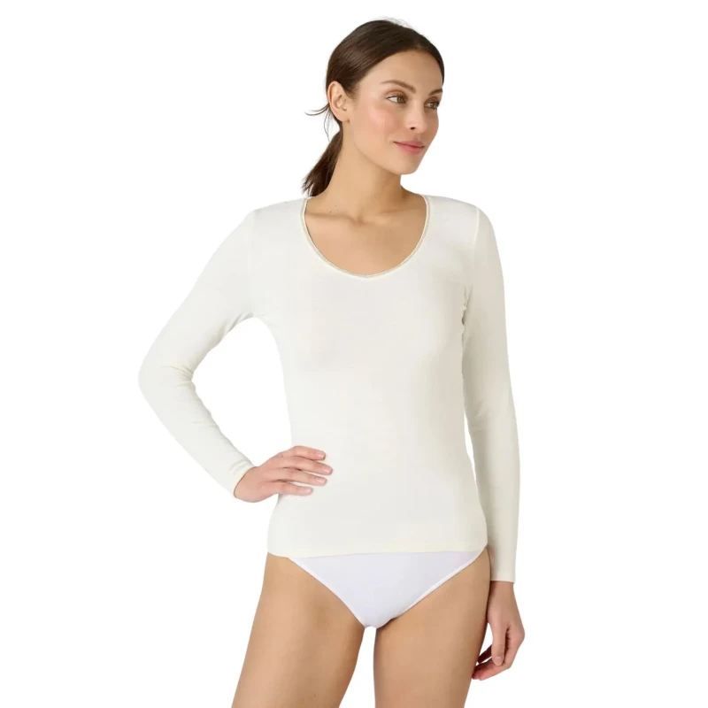 Image of DAMART Thermolactyl Grade 3 T-Shirt with Long Sleeves Off-White Women S;M;XL