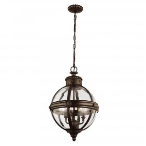 Image of 3 Light Ceiling Chandelier Pendant Light British Bronze, E14