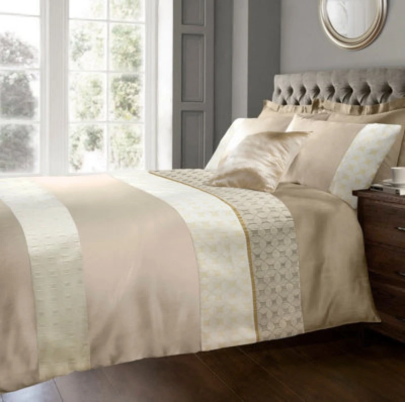 Image of Sweet Dreams Modern Design Soft Fabric Duvet Cover Set With Pillowcases Tan