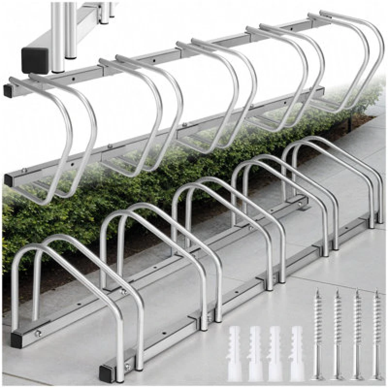 Image of Tectake Bike Rack, For Ground Or Wall-Mounting 5 - Silver