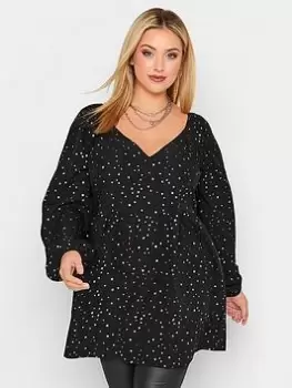 Image of Yours Rainbow Foil Star Blouse - Black, Size 18, Women