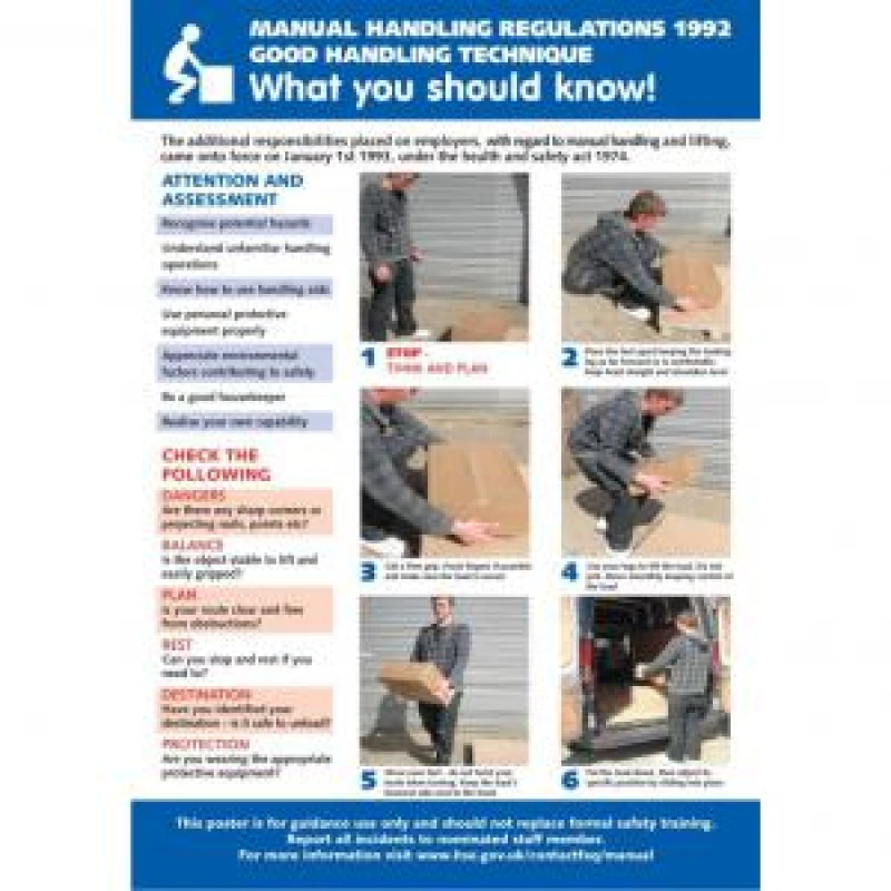 Image of Stewart Superior Seco Awareness Manual Handling Regulations Poster A2 - HS102 HS102