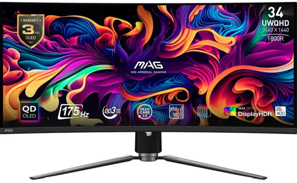 Image of MSI 34" MAG341CQP UltraWide Quad HD Curved Gaming OLED Monitor