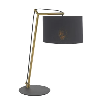 Image of Ravenna Table Lamp Matt Brass Plate & Black Cotton Fabric
