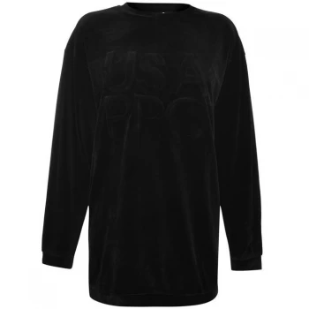 Image of USA Pro Velvet Crew Neck Sweatshirt - Black